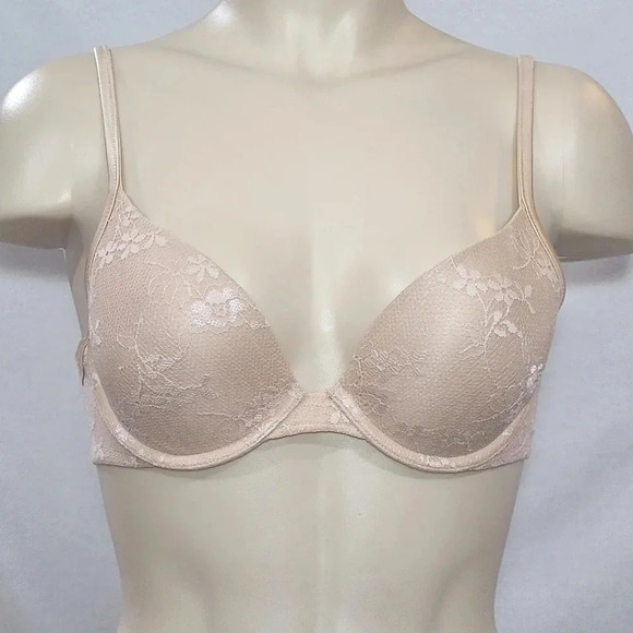 34B Maidenform 9739 Custom Lift Lace Demi Underwire‎ Bra Nude  New without Tags - Picture 1 of 4